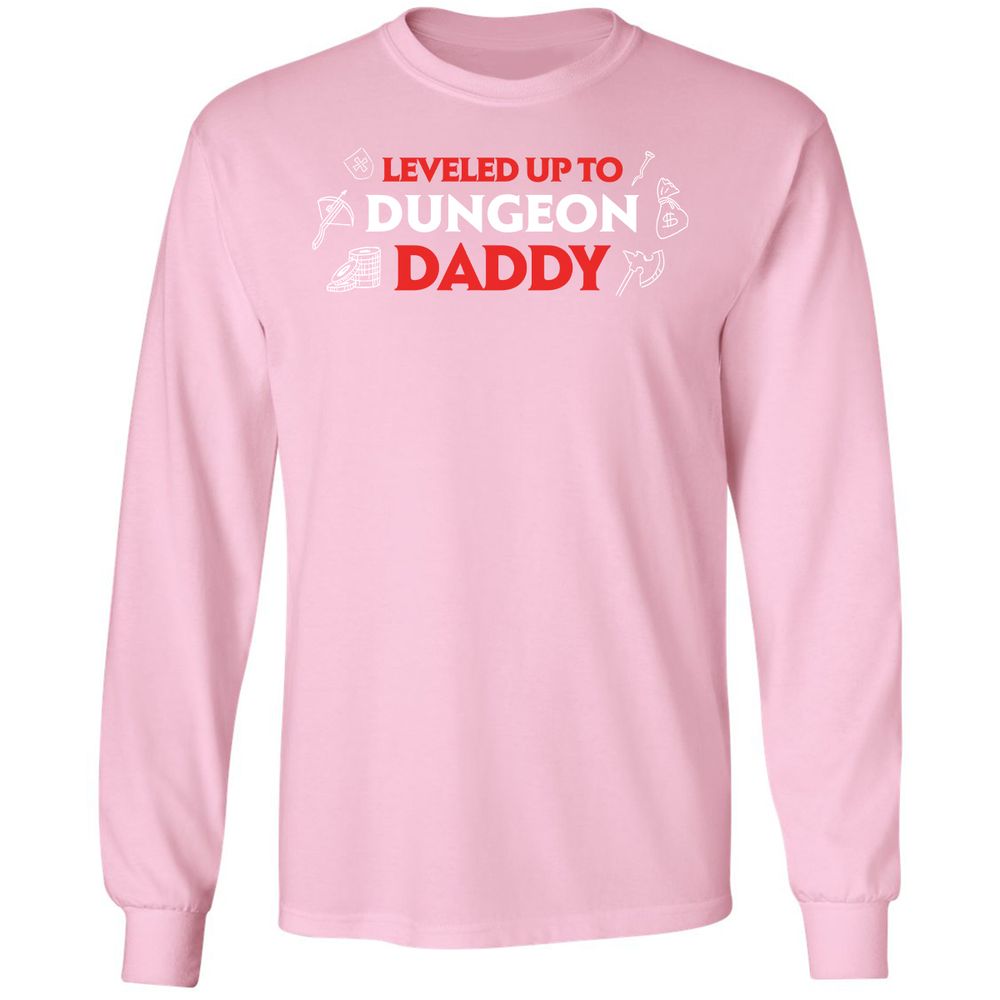 Leveled Up To Dungeon Daddy Long Sleeve T-Shirt - Light Pink - 3