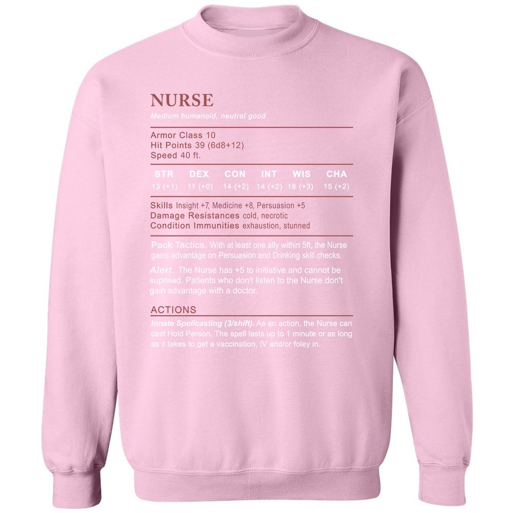 Nurse Stats 2 Classic Unisex Sweatshirt - Light Pink - 3