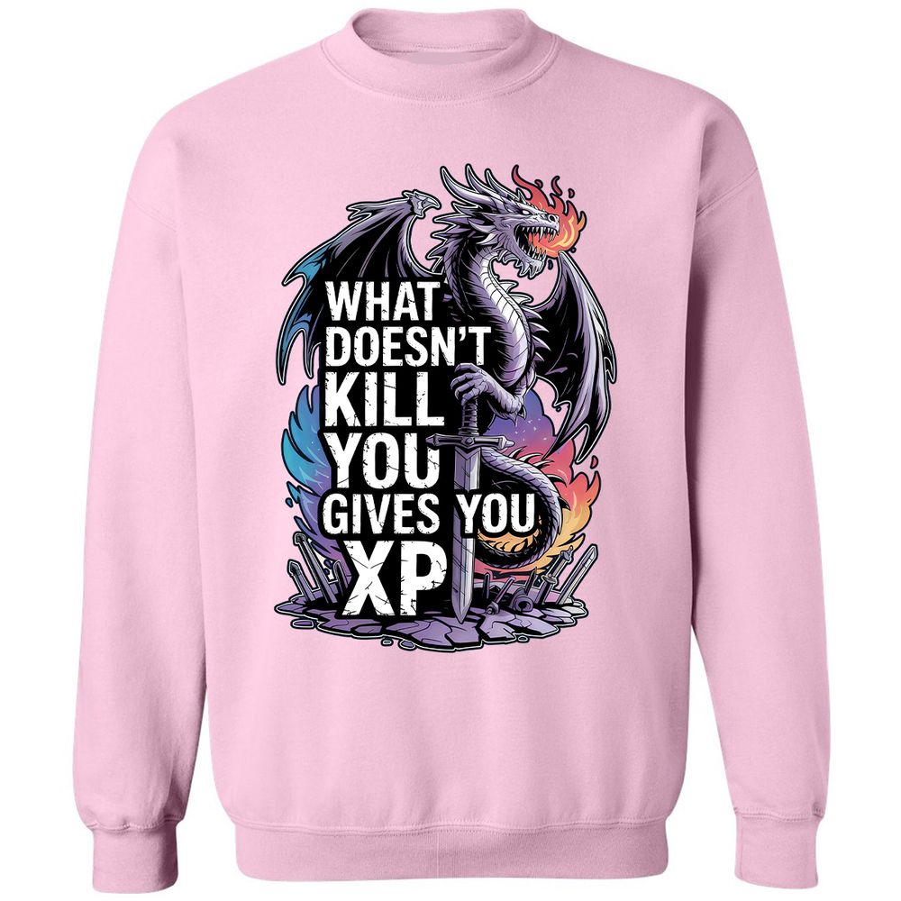 What Doesn't Kill You Dragon Classic Unisex Sweatshirt - Light Pink - 3
