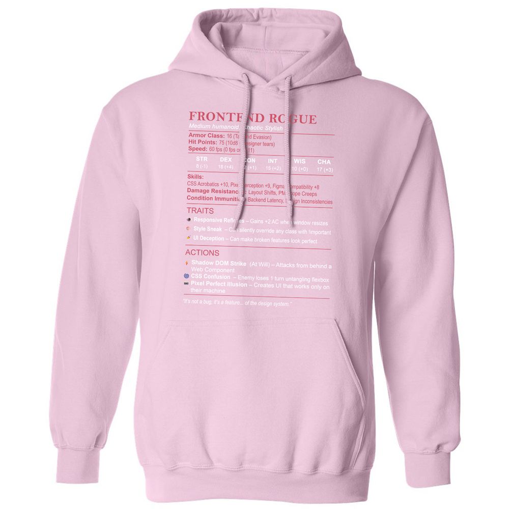 Frontend Rogue Classic Unisex Hoodie - Light Pink - 3