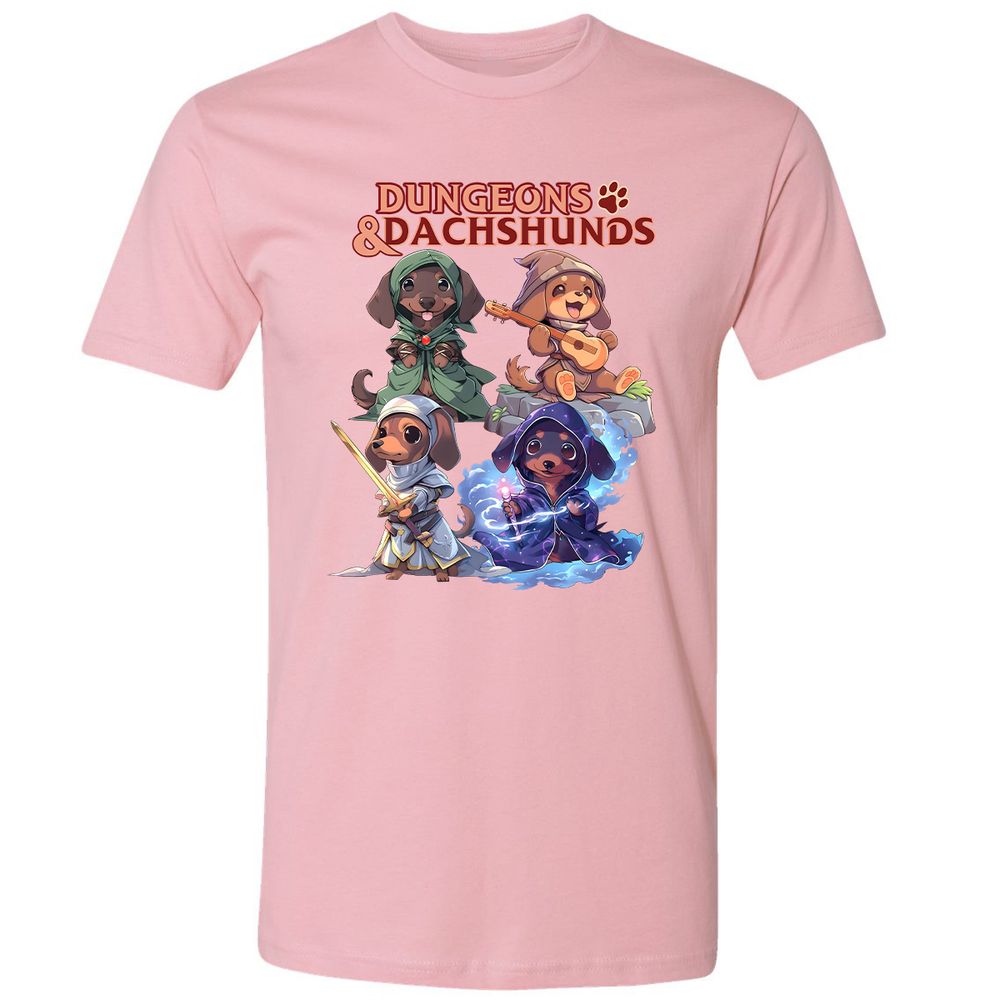 Dungeons & Dachshunds Premium Unisex T-Shirt - Light Pink - 3