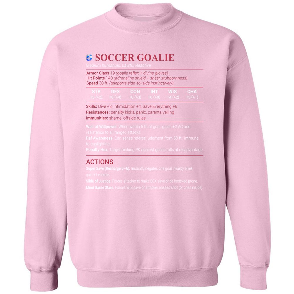 Soccer Goalie Classic Unisex Sweatshirt - Light Pink - 3