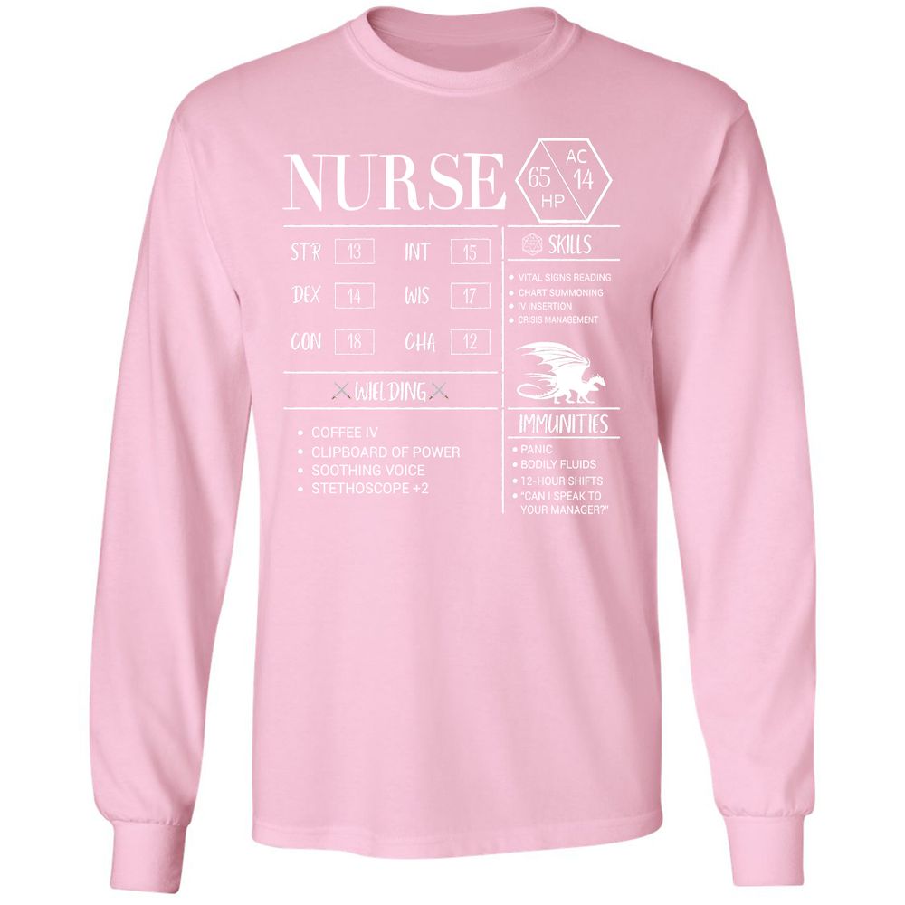Nurse New Long Sleeve T-Shirt - Light Pink - 3