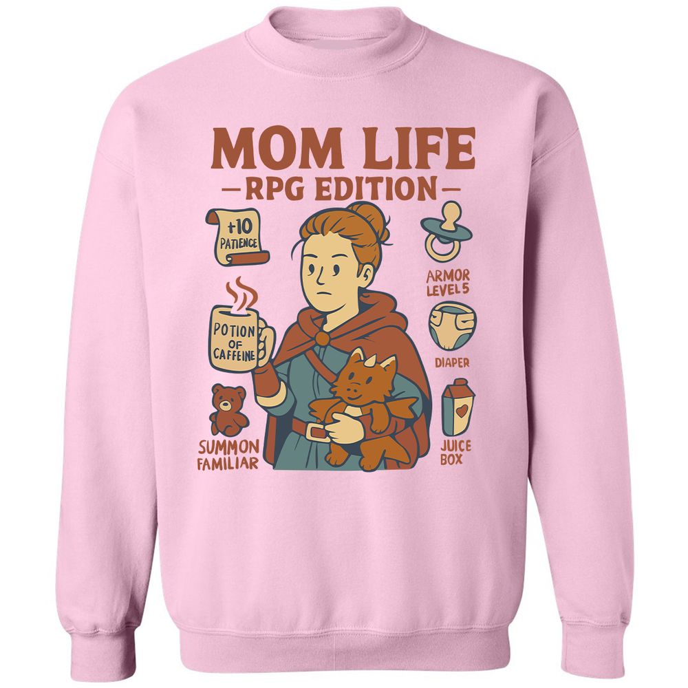 Mom Life RPG Edition Classic Unisex Sweatshirt - Light Pink - 3