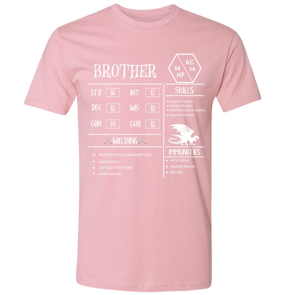 Brother Stats Premium Unisex T-Shirt - Light Pink - 3