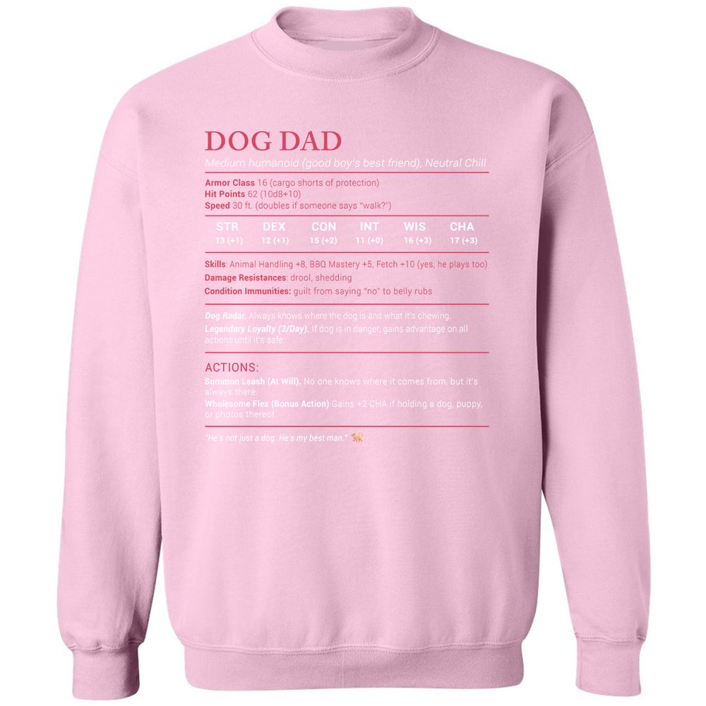 Dog Dad Stats Classic Unisex Sweatshirt - Light Pink - 3