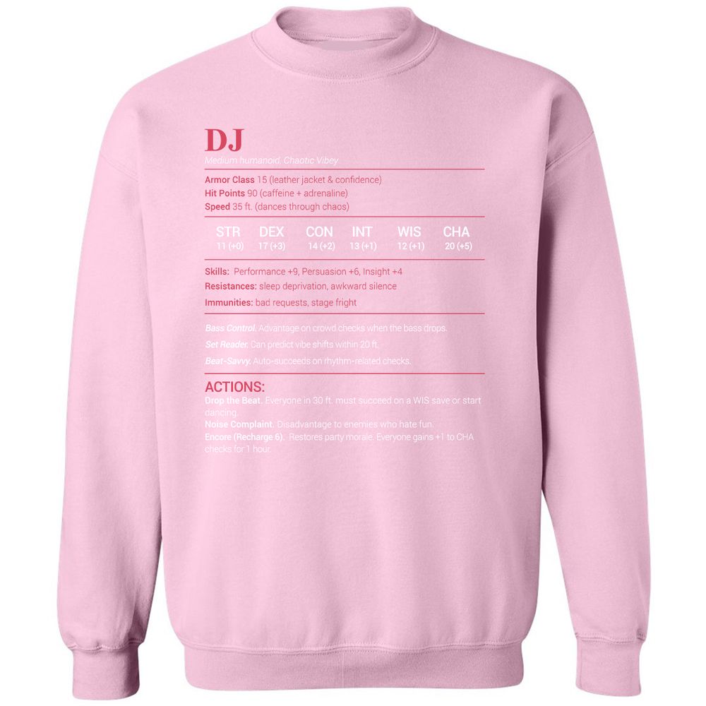 DJ Stats Classic Unisex Sweatshirt - Light Pink - 3