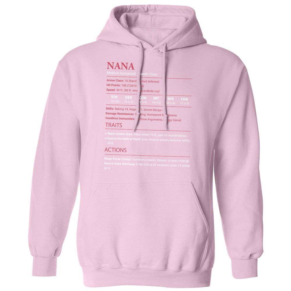 Nana Stats Classic Unisex Hoodie - Light Pink - 3