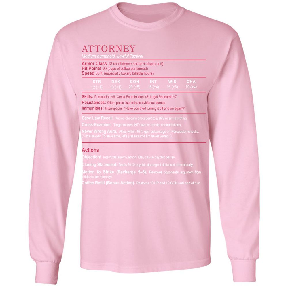 Attorney Long Sleeve T-Shirt - Light Pink - 3