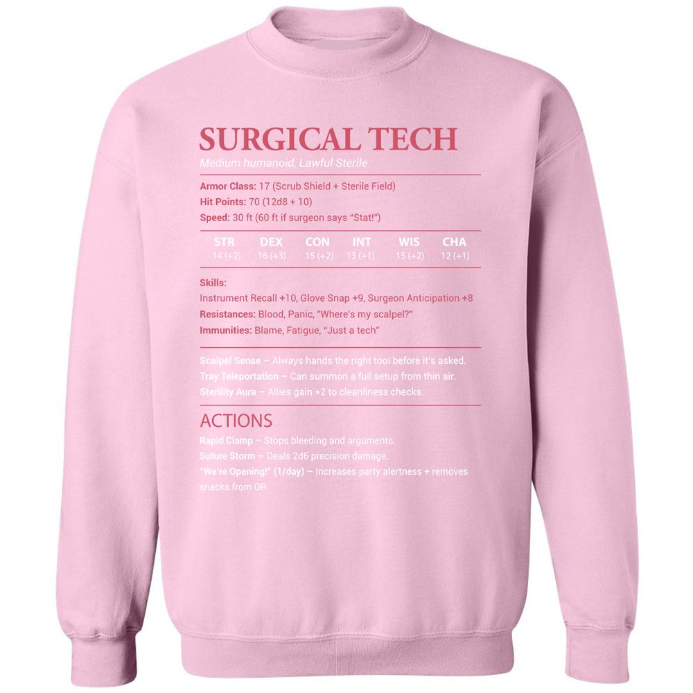 Surgical Tech Classic Unisex Sweatshirt - Light Pink - 3