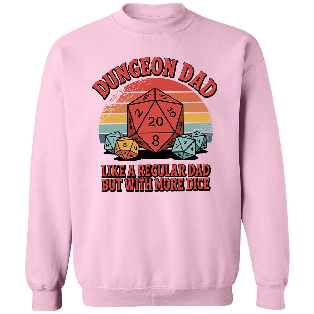 Dungeon Dad With More Dice Classic Unisex Sweatshirt - Light Pink - 3
