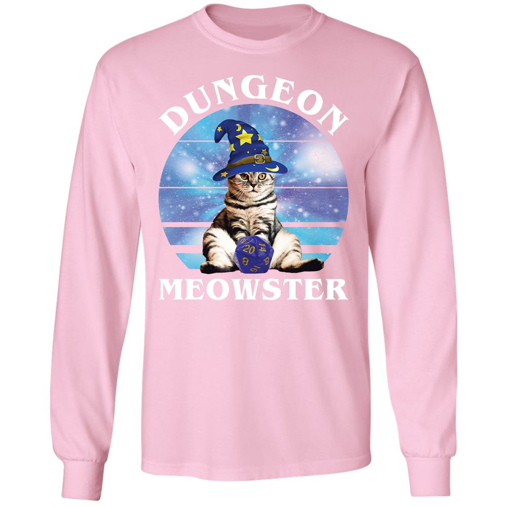 Dungeon Meowster Vintage Long Sleeve T-Shirt - Light Pink - 3