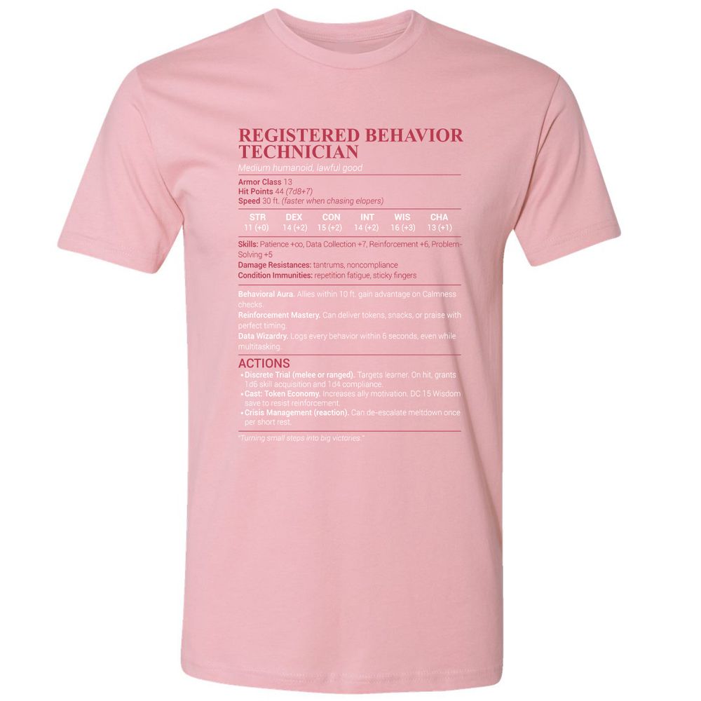 Registered Behavior Technician RBT Premium Unisex T-Shirt - Light Pink - 3