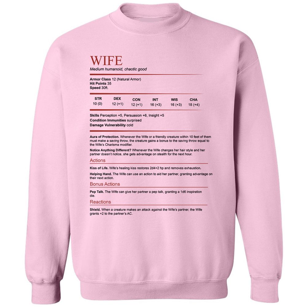 Wife White Classic Unisex Sweatshirt - Light Pink - 3