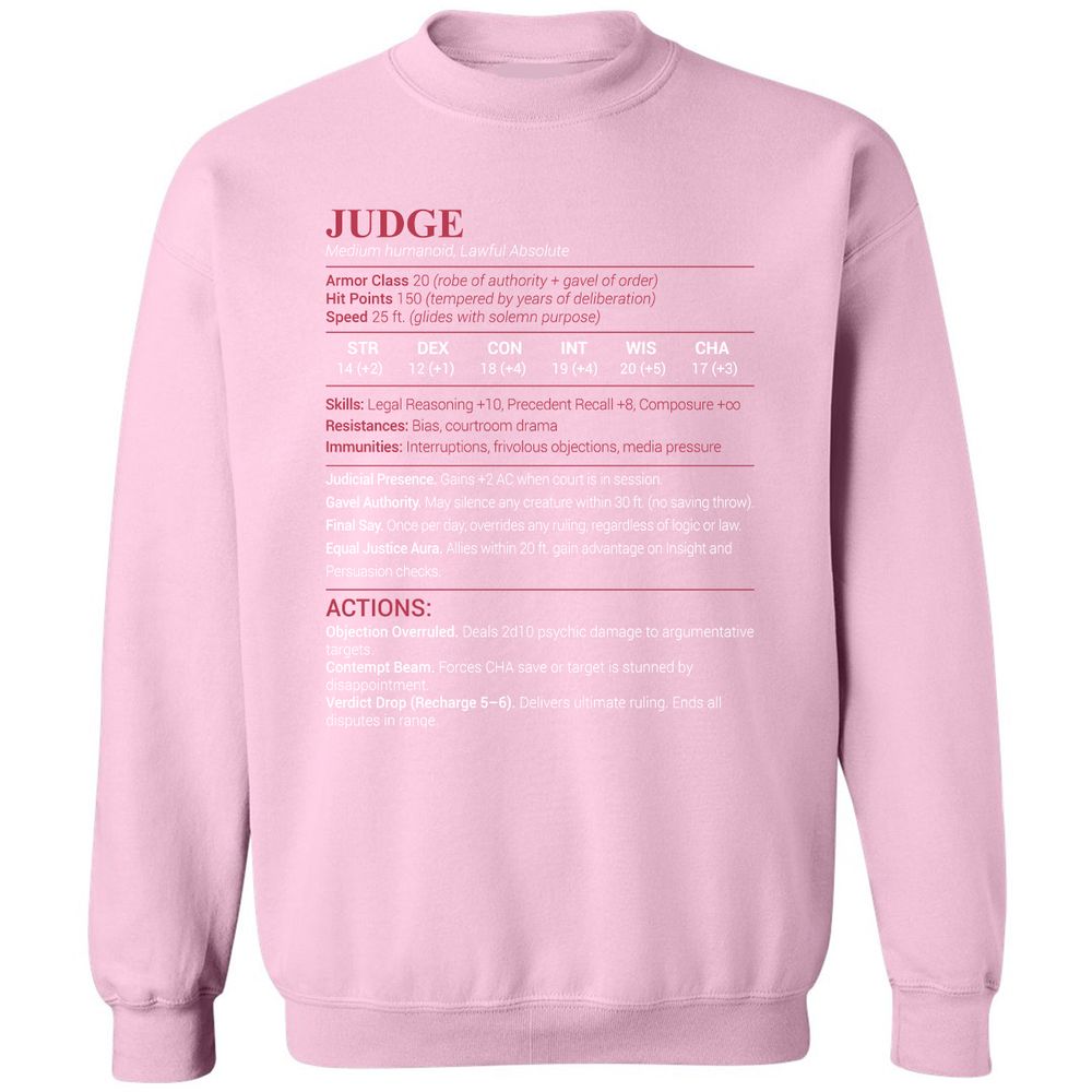 Judge Stats Classic Unisex Sweatshirt - Light Pink - 3