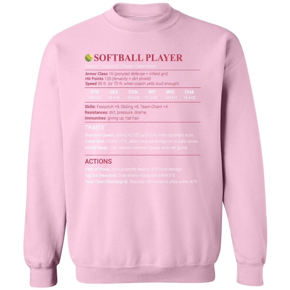 Softball Player Classic Unisex Sweatshirt - Light Pink - 3