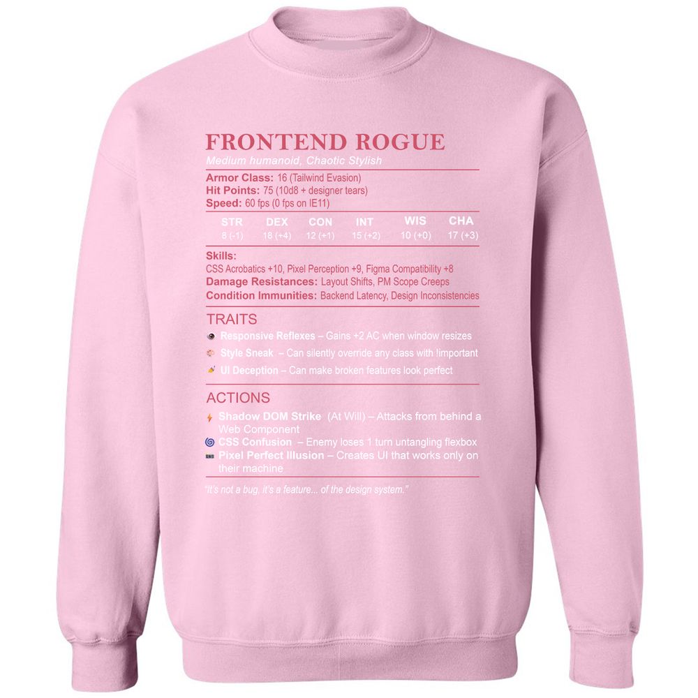 Frontend Rogue Classic Unisex Sweatshirt - Light Pink - 3