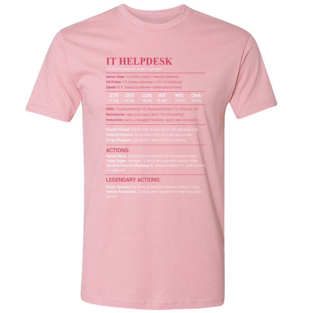 IT Helpdesk Premium Unisex T-Shirt - Light Pink - 3