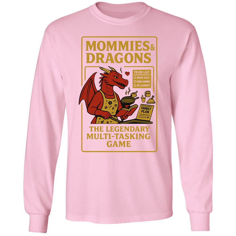 Mommies & Dragons Long Sleeve T-Shirt - Light Pink - 3