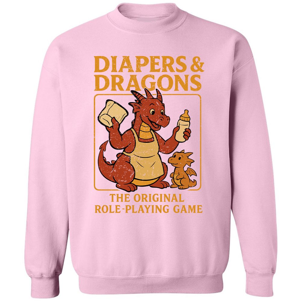 Diapers & Dragons Classic Unisex Sweatshirt - Light Pink - 3
