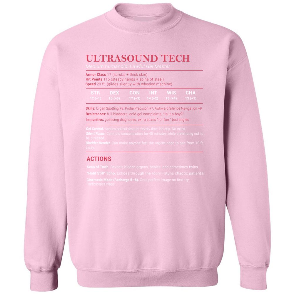 Ultrasound Tech Stats Classic Unisex Sweatshirt - Light Pink - 3