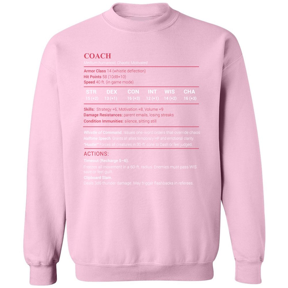 Coach Stats Classic Unisex Sweatshirt - Light Pink - 3