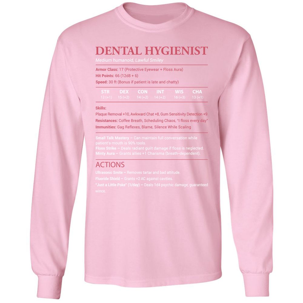 Dental Hygienist Long Sleeve T-Shirt - Light Pink - 3
