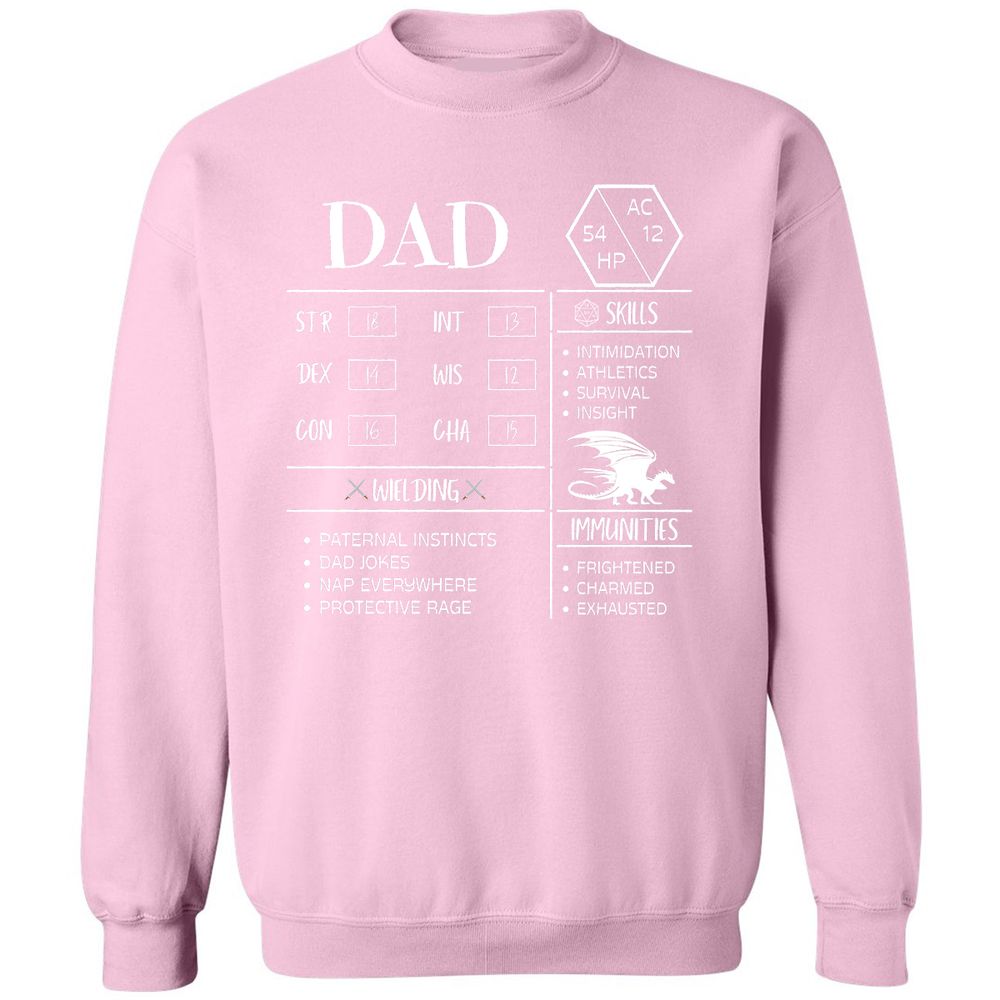 Dad Stats 2 Classic Unisex Sweatshirt - Light Pink - 3