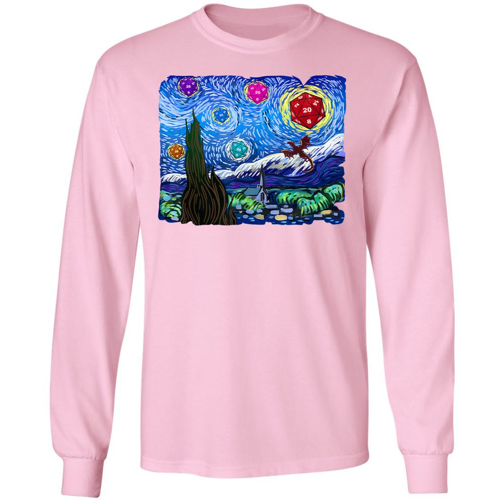 Dragon Starry Night Long Sleeve T-Shirt - Light Pink - 3