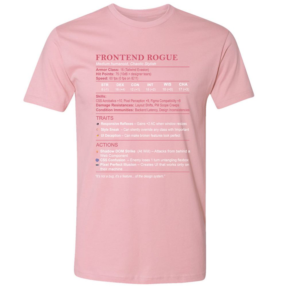 Frontend Rogue Premium Unisex T-Shirt - Light Pink - 3