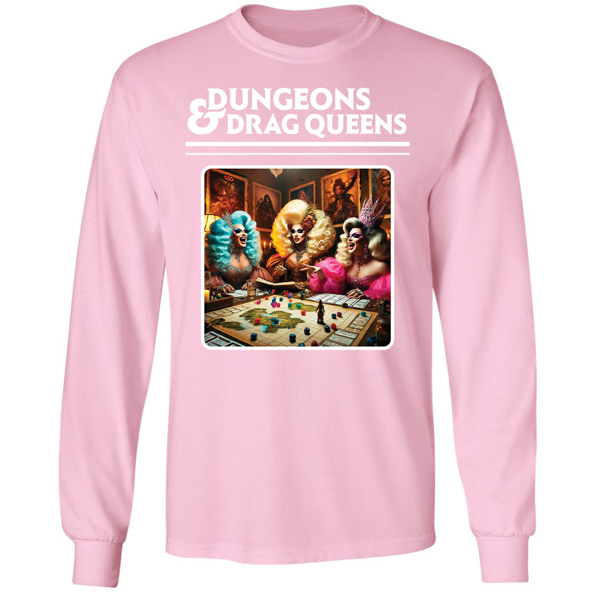 Dungeons & Drag Queens Long Sleeve T-Shirt - Light Pink - 3