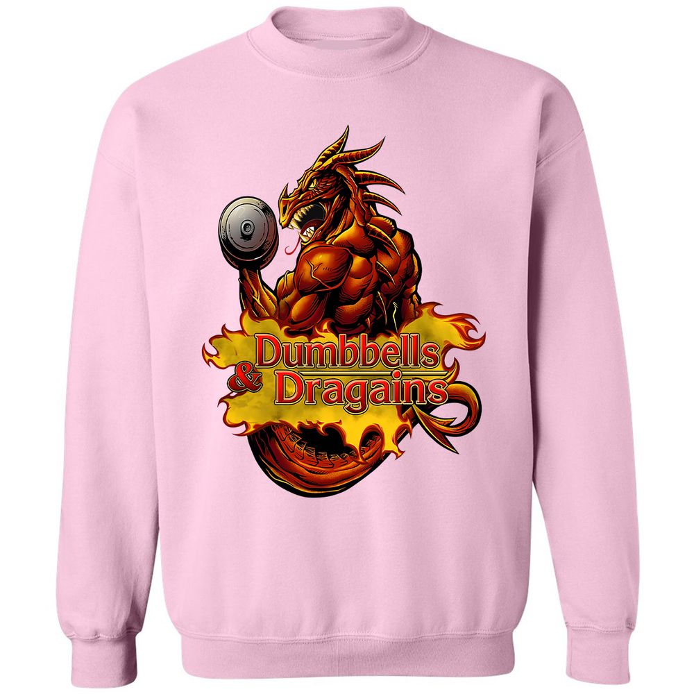 Dumbbells & Dragains Classic Unisex Sweatshirt - Light Pink - 3