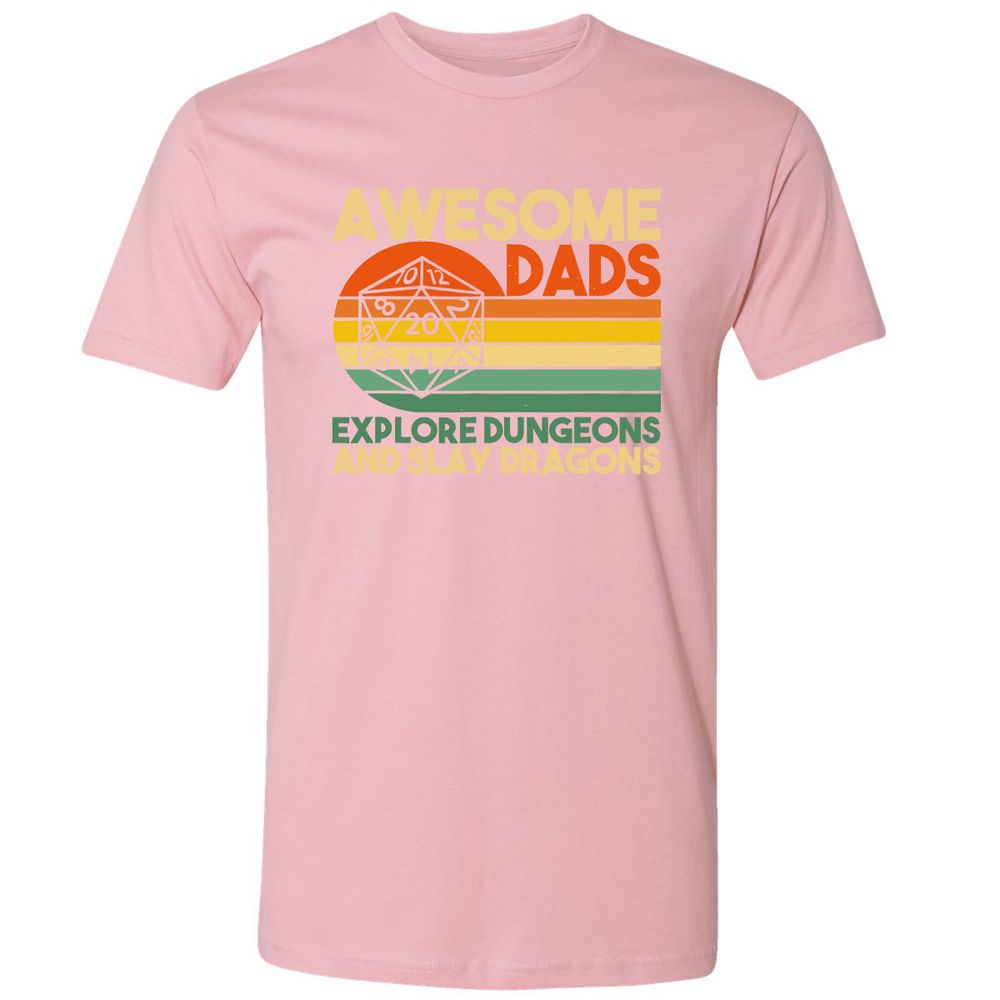Awesome Dad Explore Dungeons Slay Dragons Premium Unisex T-Shirt - Light Pink - 3