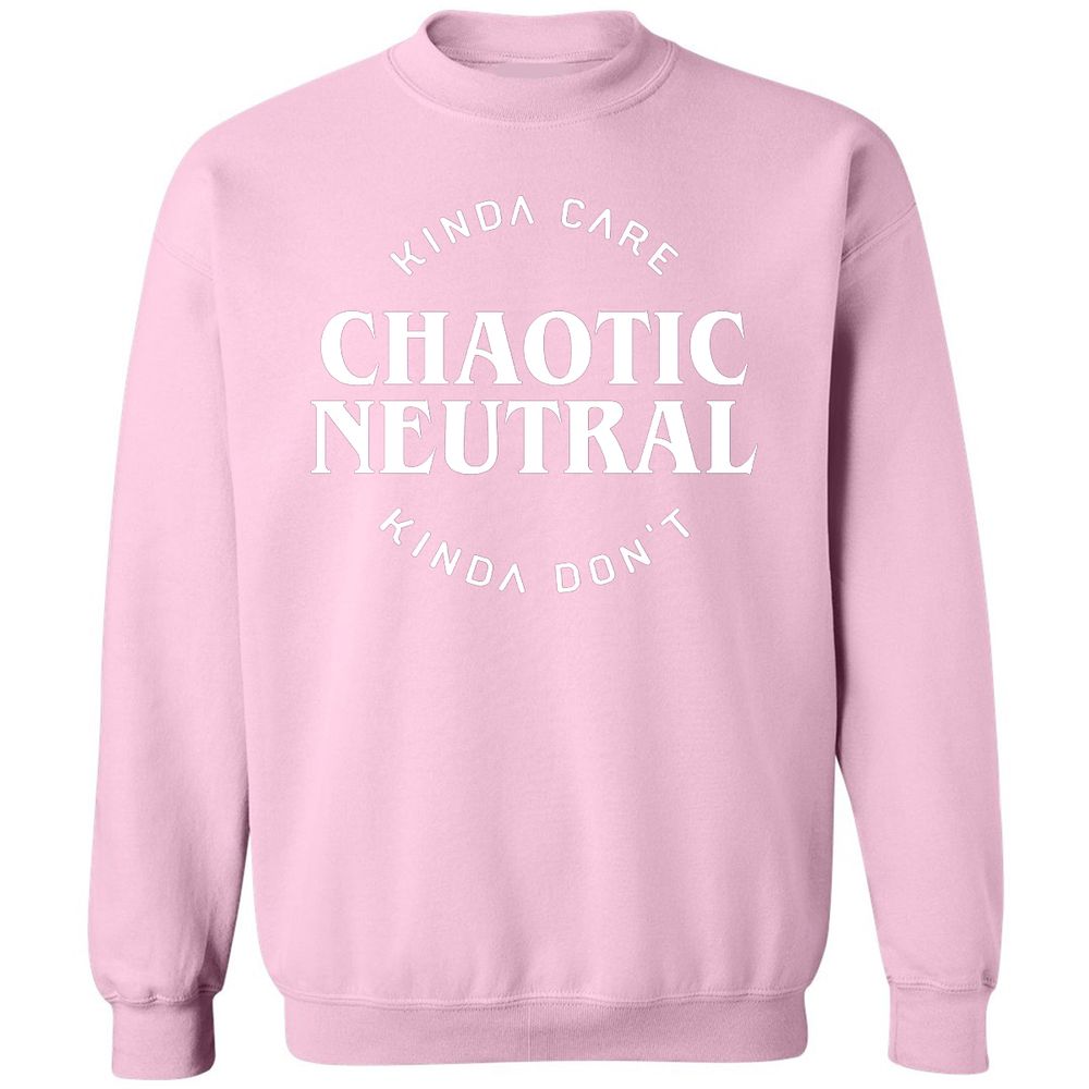 Chaotic Neutral Alignment Kinda Care Kinda Don't Classic Unisex Sweatshirt - Light Pink - 3