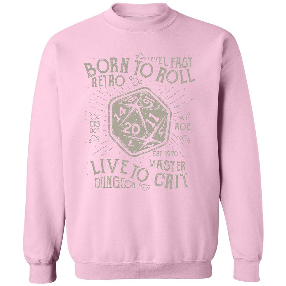 Born To Roll Live To Crit Classic Unisex Sweatshirt - Light Pink - 3