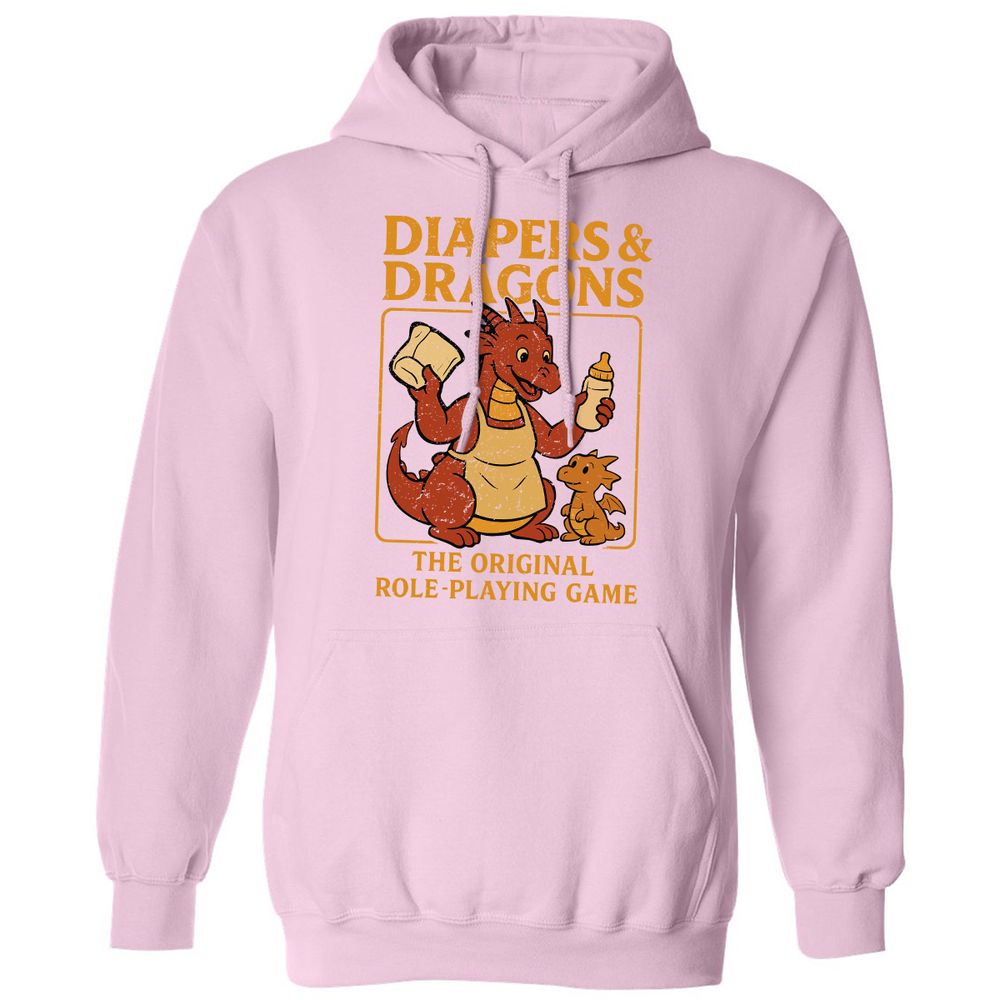 Diapers & Dragons Classic Unisex Hoodie - Light Pink - 3
