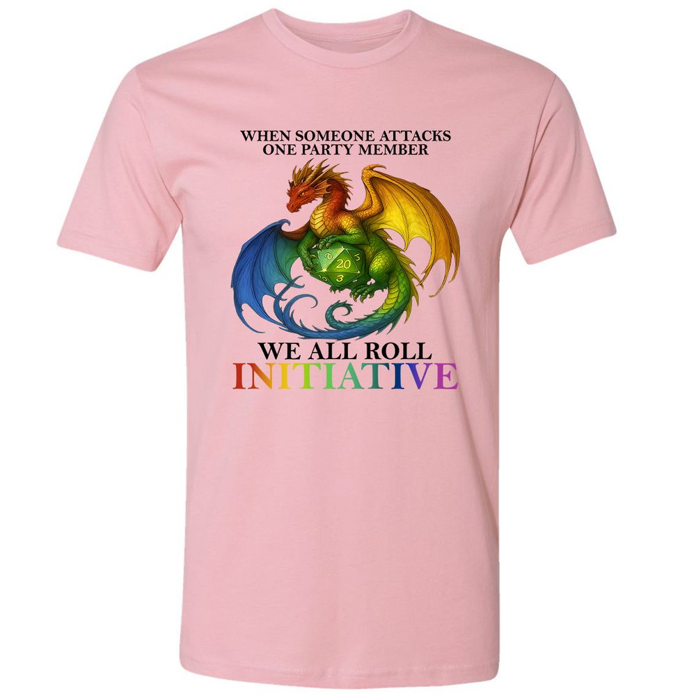 Dragon We All Roll For Initiative Premium Unisex T-Shirt - Light Pink - 3