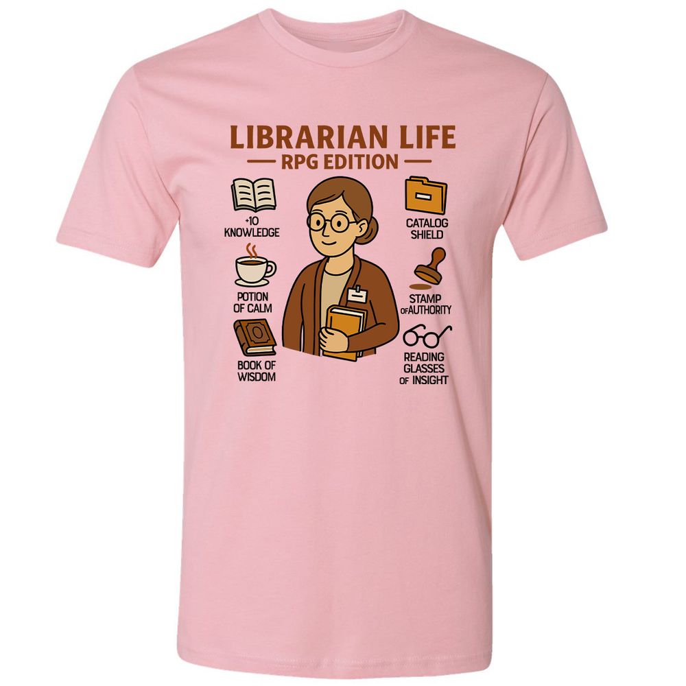 Librarian Life RPG Edition Premium Unisex T-Shirt - Light Pink - 3