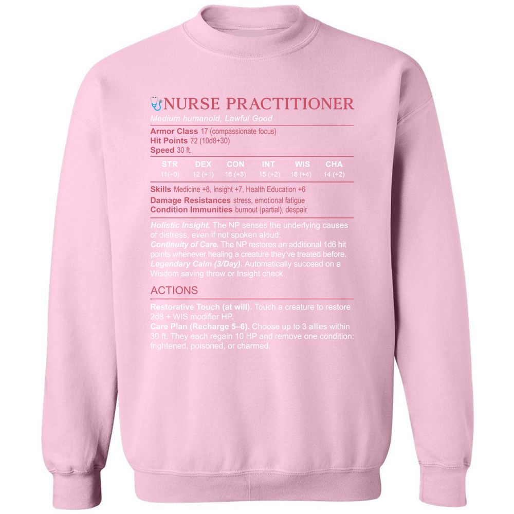 Nurse Practitioner Stats Classic Unisex Sweatshirt - Light Pink - 3
