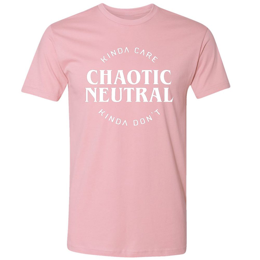 Chaotic Neutral Alignment Kinda Care Kinda Don't Premium Unisex T-Shirt - Light Pink - 3