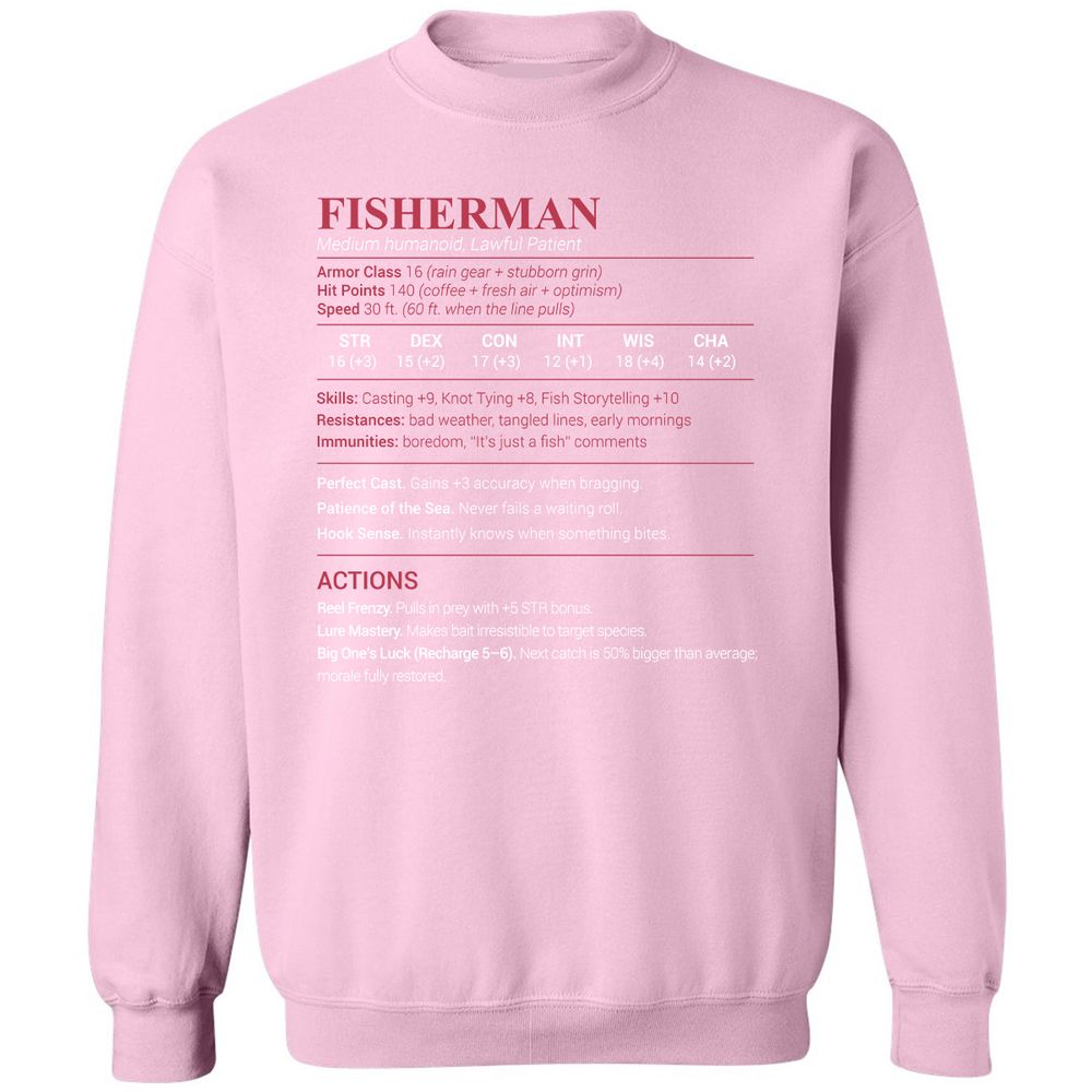 Fisherman Stats Classic Unisex Sweatshirt - Light Pink - 3