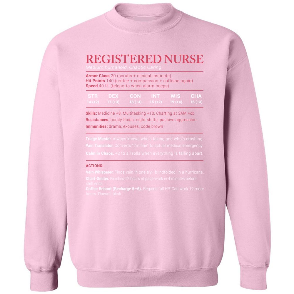 Registered Nurse Stats Classic Unisex Sweatshirt - Light Pink - 3