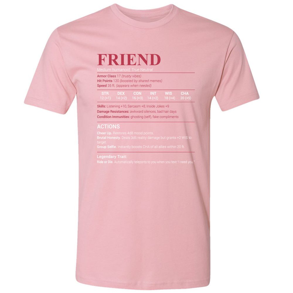Friend Stats Premium Unisex T-Shirt - Light Pink - 3