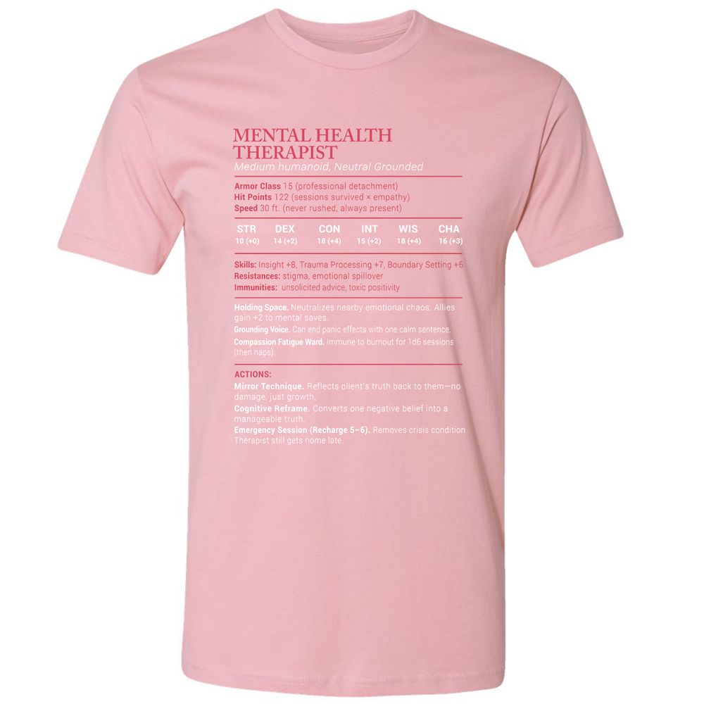 Mental Health Therapist Stats Premium Unisex T-Shirt - Light Pink - 3