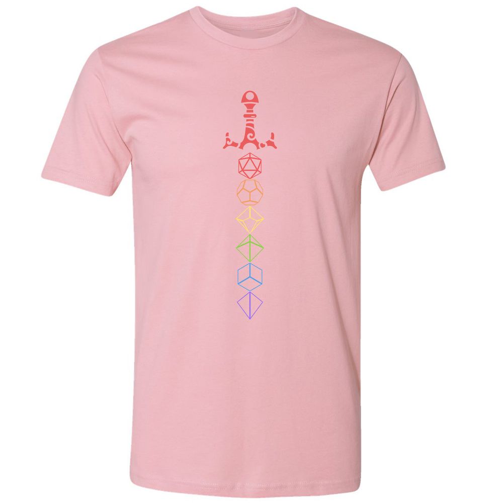 Rainbow Dice Sword LGBT Premium Unisex T-Shirt - Light Pink - 3