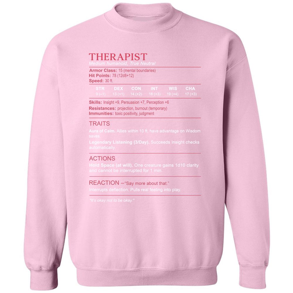 Therapist Stats Classic Unisex Sweatshirt - Light Pink - 3