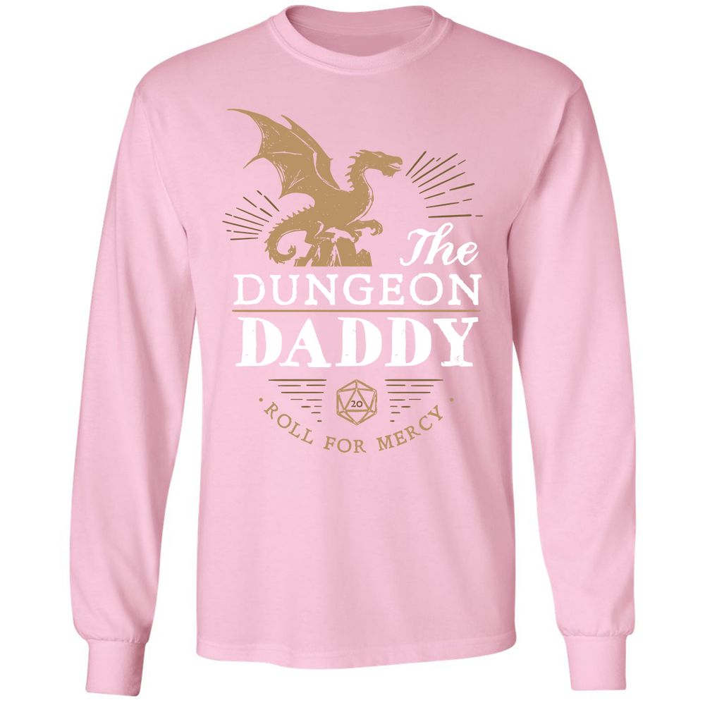 Dungeon Daddy Roll For Mercy Long Sleeve T-Shirt - Light Pink - 3