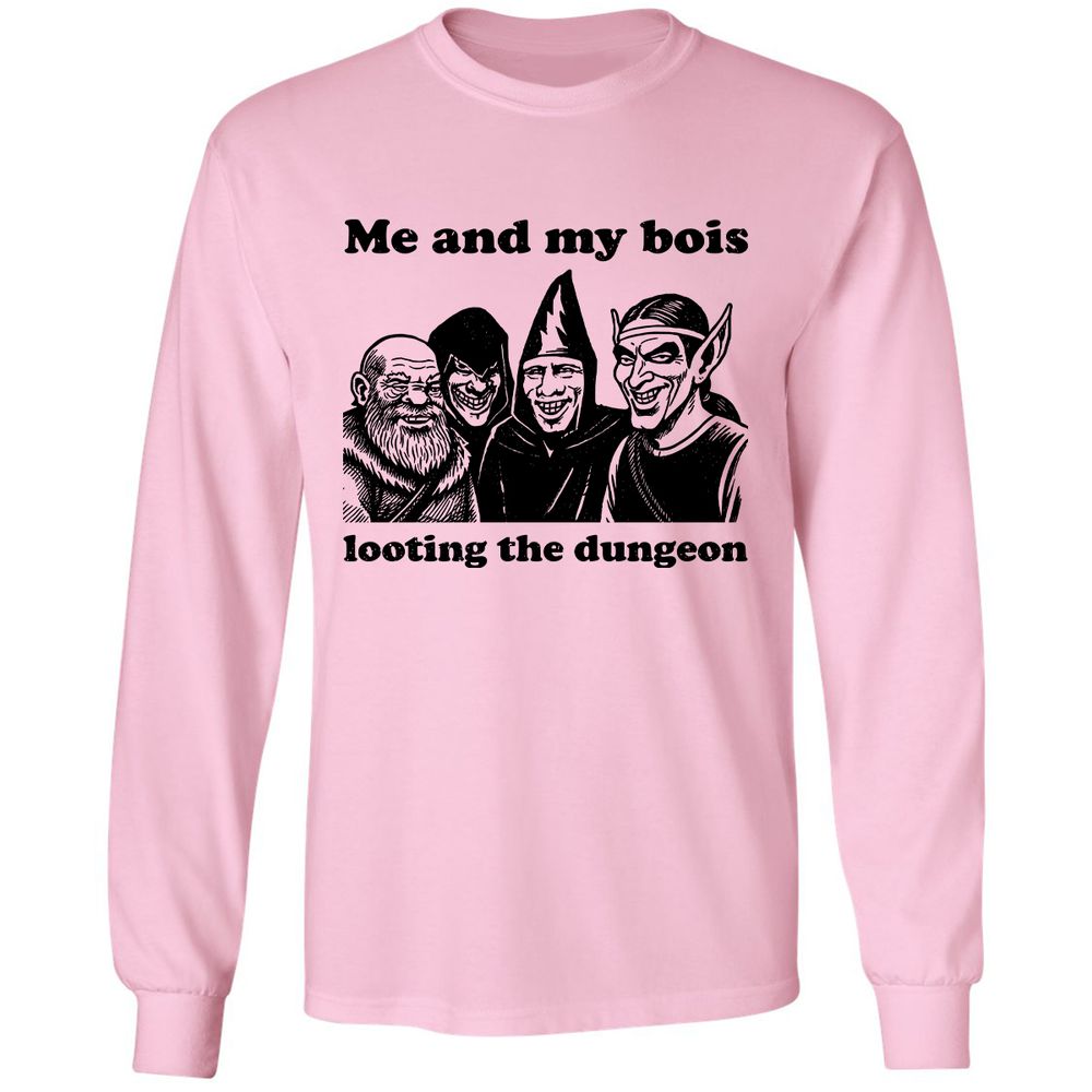 Me and my bois looting the dungeon Long Sleeve T-Shirt - Light Pink - 3