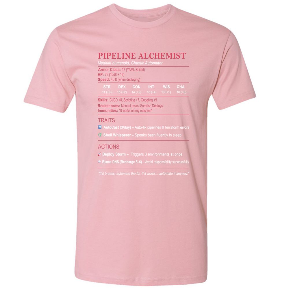 DEVOPS Stats (Pipeline Alchemist) Premium Unisex T-Shirt - Light Pink - 3