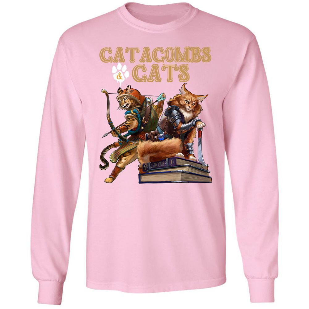 Catacombs & Cats Long Sleeve T-Shirt - Light Pink - 3